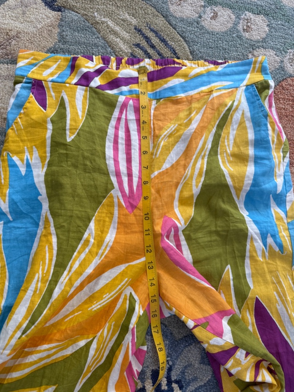 Christian Siriano Vibrant Multicolor Leaf-Print Wide Legs Pants - Picture 6 of 7